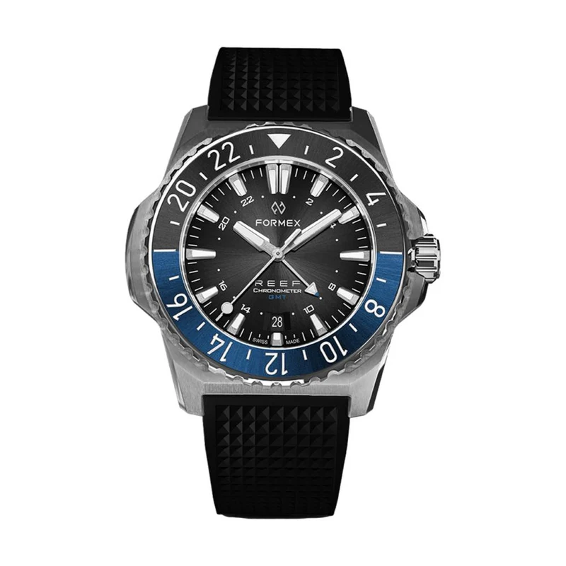 REEF Automatic GMT COSC 300M Black/Blue Bezel 42mm - Black Dial