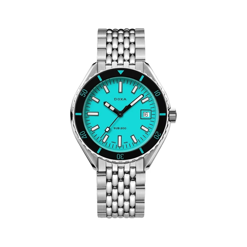 SUB 200 Aquamarine Sapphire Inlay Bezel 42mm - Turquoise on Bracelet