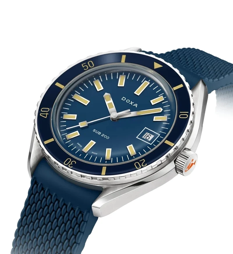SUB 200 Caribbean Sapphire Inlay Bezel 42mm - Blue on Rubber Strap