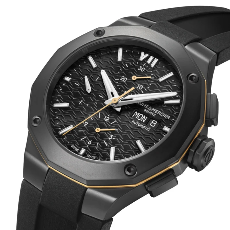 Riviera 10625 Automatic Chronograph 43mm - Black on Rubber Strap