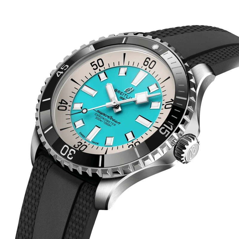 Superocean Automatic 44mm - Turquoise on Rubber Strap