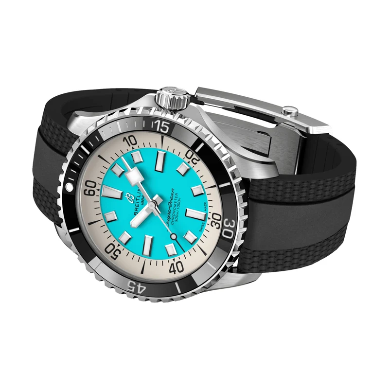 Superocean Automatic 44mm - Turquoise on Rubber Strap