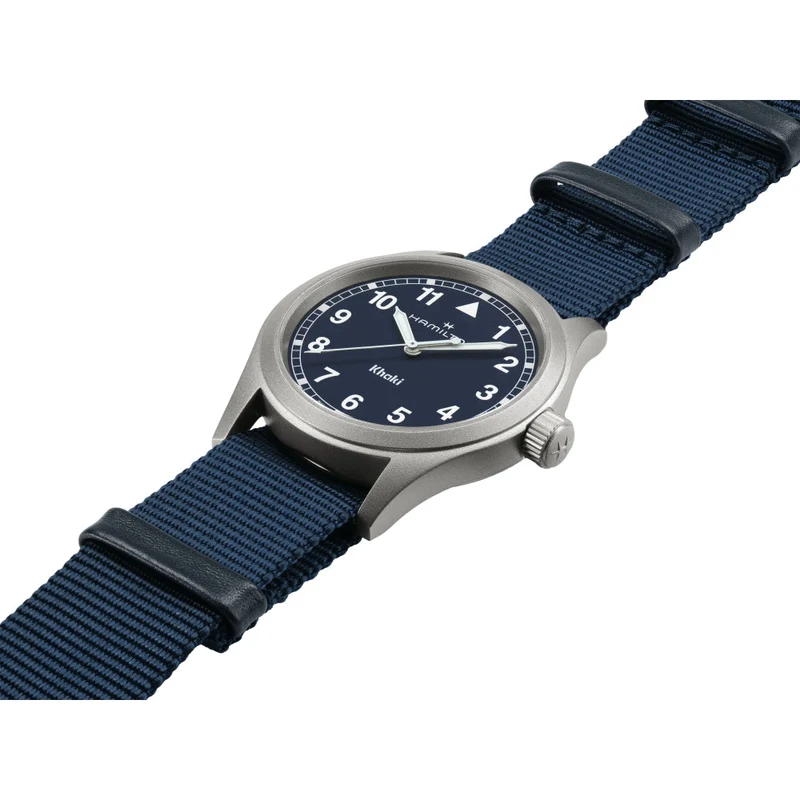 Khaki Field Quartz 38mm - Blue on One-Piece Textile Strap