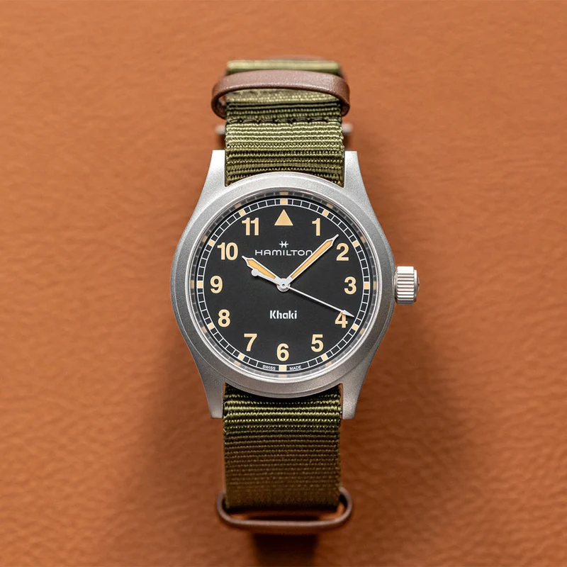 Khaki Field Quartz 38mm - Black on One-Piece Textile Strap