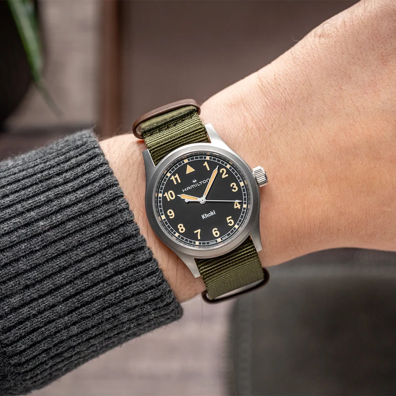 Khaki Field Quartz 38mm - Black on One-Piece Textile Strap