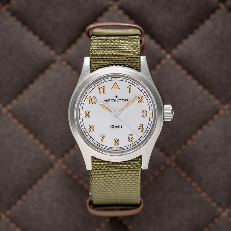 Khaki Field Quartz 38mm - White on One-Piece Textile Strap