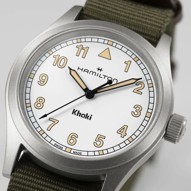 Khaki Field Quartz 38mm - White on One-Piece Textile Strap