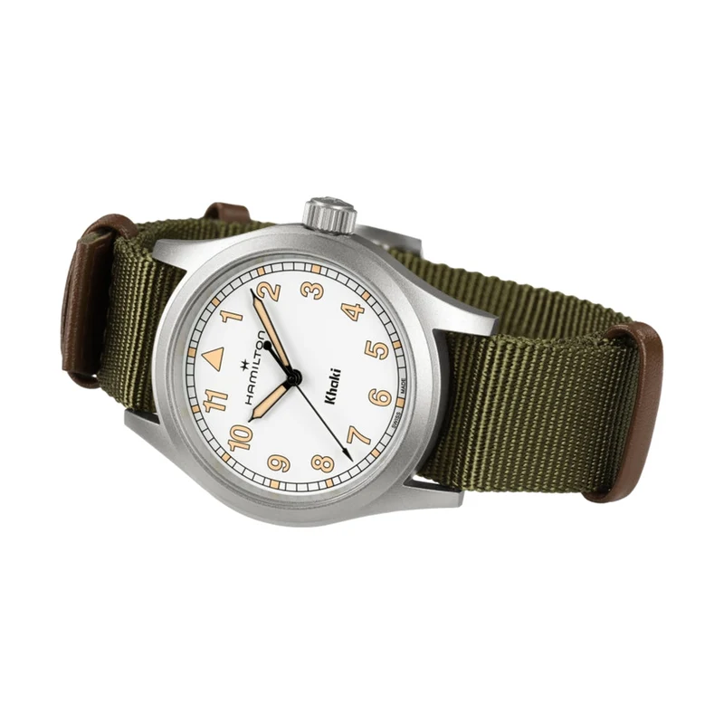 Khaki Field Quartz 38mm - White on One-Piece Textile Strap