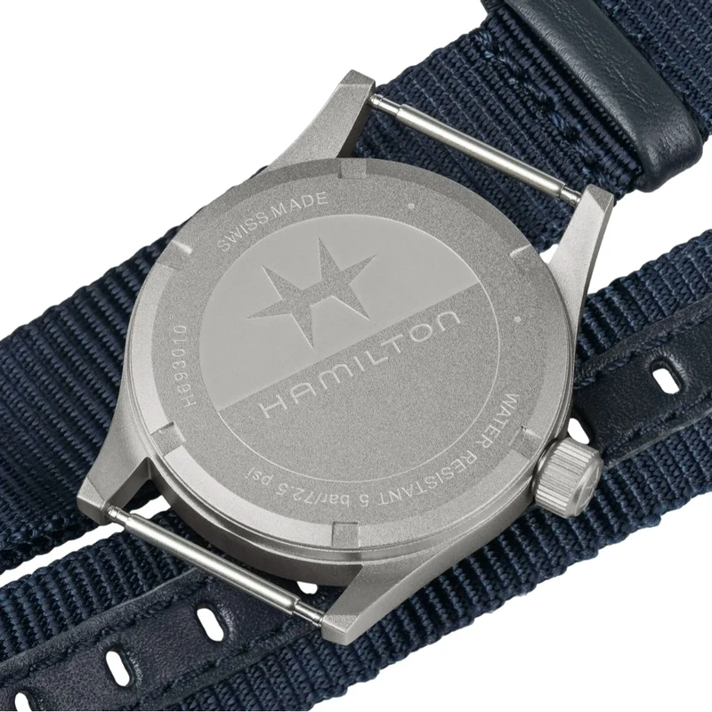 Khaki Field Quartz 33mm - Blue on One-Piece Textile Strap