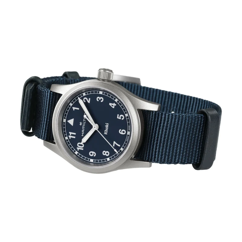 Khaki Field Quartz 33mm - Blue on One-Piece Textile Strap