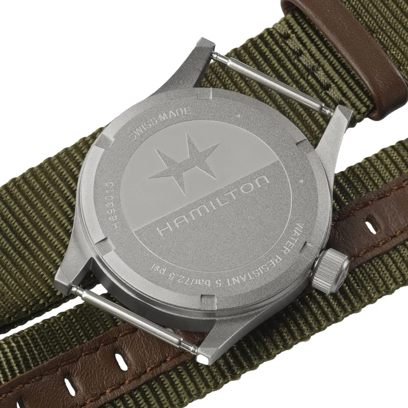 Khaki Field Quartz 33mm - Black on One-Piece Textile Strap