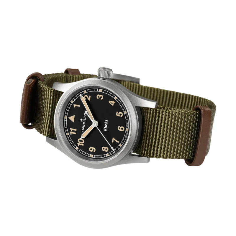 Khaki Field Quartz 33mm - Black on One-Piece Textile Strap