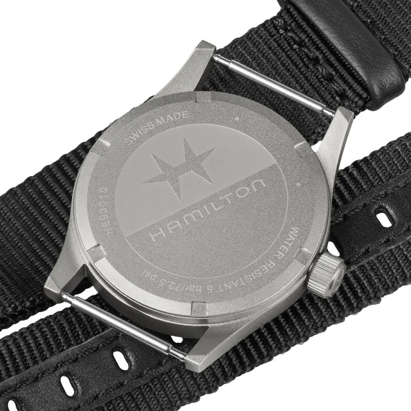 Khaki Field Quartz 33mm - Black on One-Piece Textile Strap