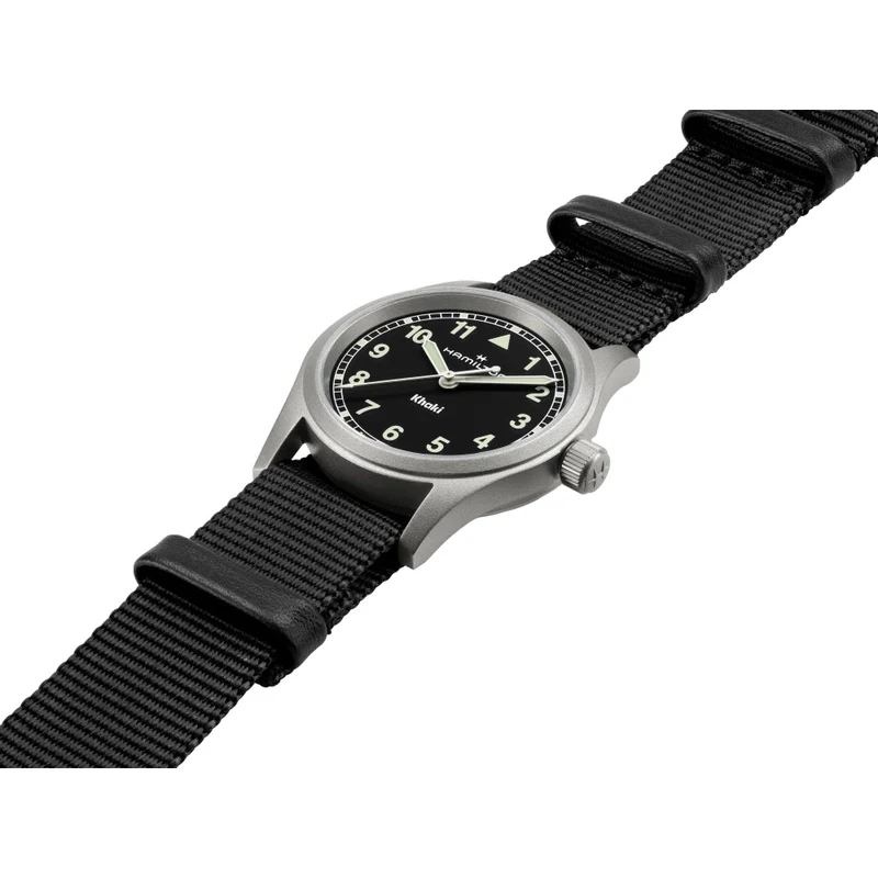 Khaki Field Quartz 33mm - Black on One-Piece Textile Strap
