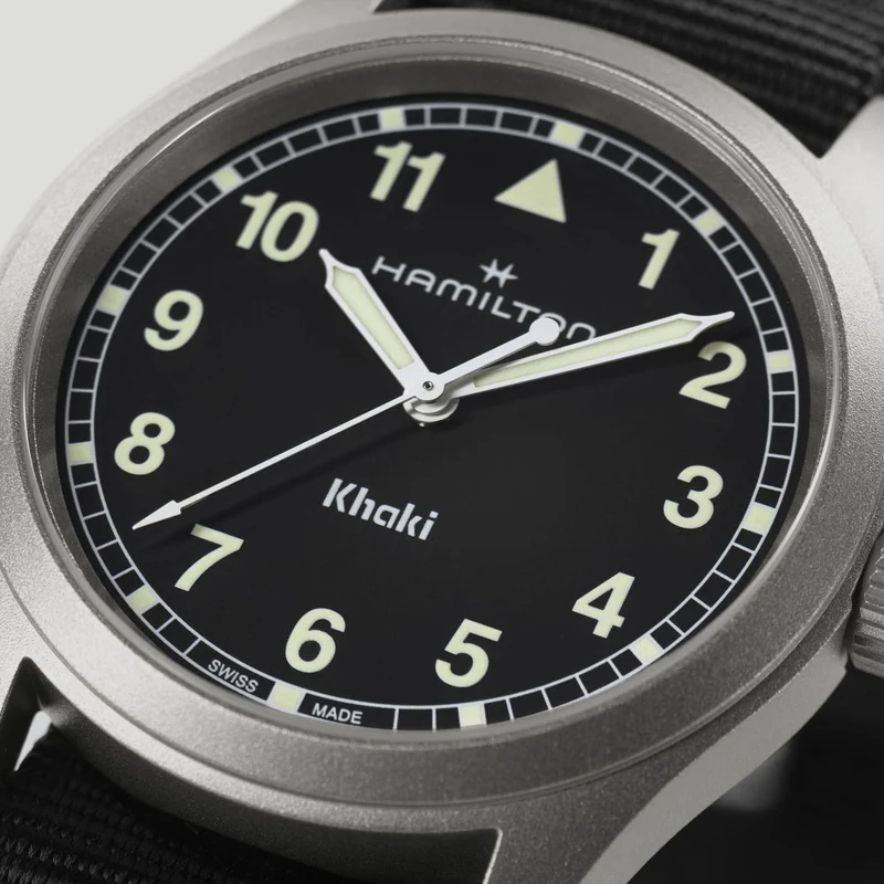 Khaki Field Quartz 38mm - Black on One-Piece Textile Strap