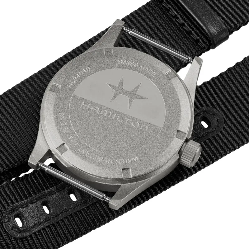 Khaki Field Quartz 38mm - Black on One-Piece Textile Strap