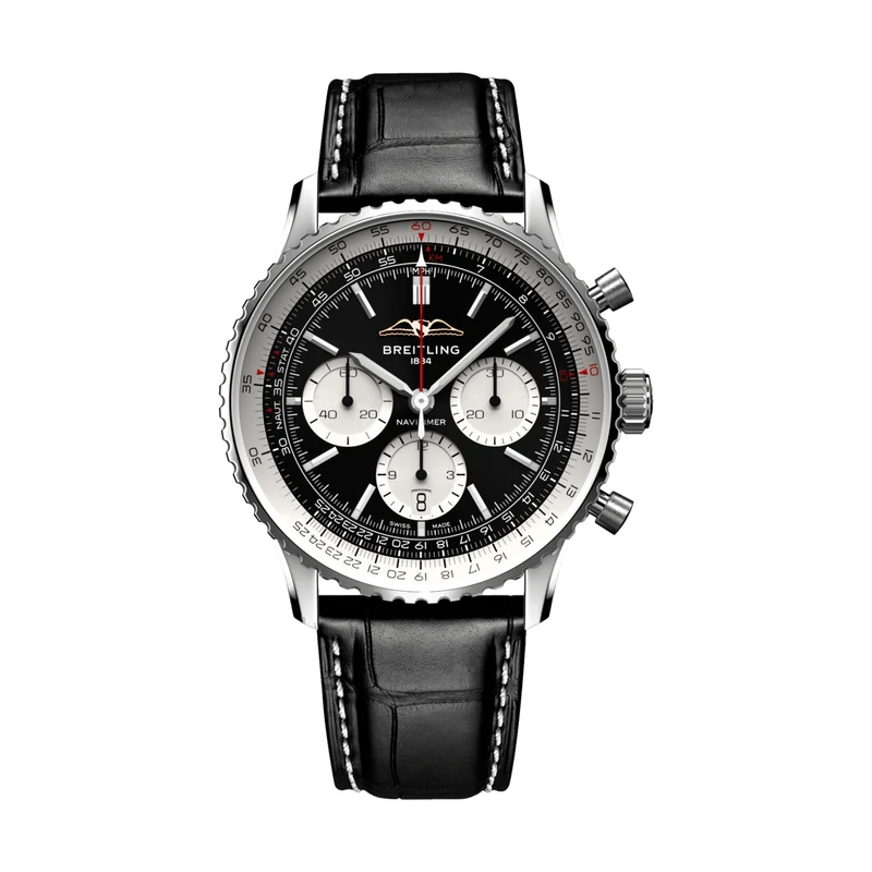 Navitimer B01 Chronograph 43mm - Black on Leather Strap