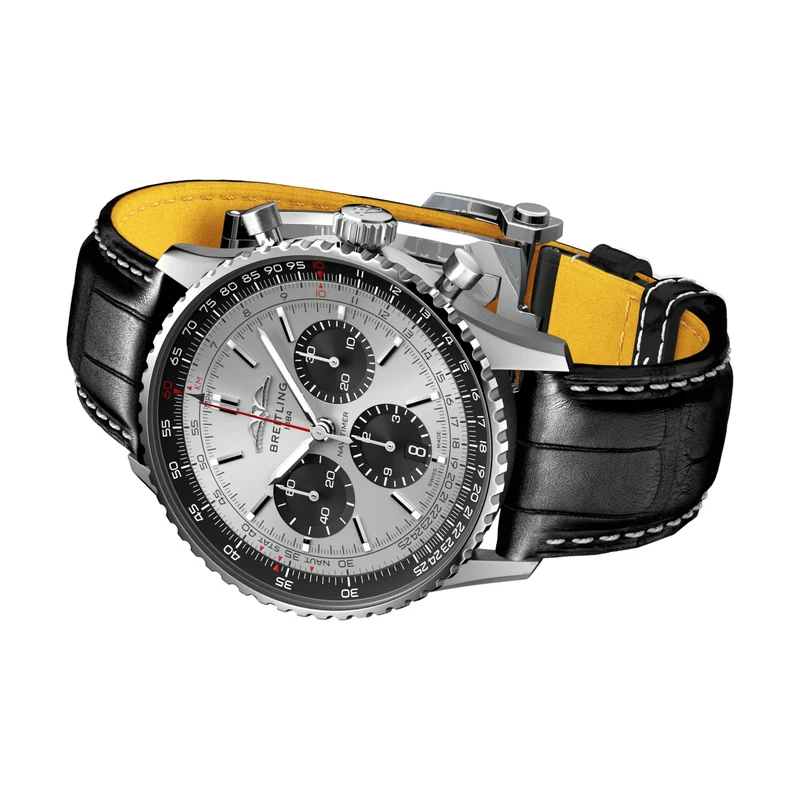 Navitimer B01 Chronograph 43mm - Silver on Leather Strap