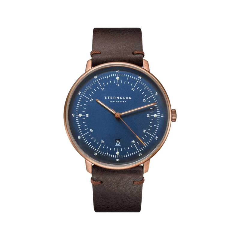 Hamburg Quartz Bronze 42mm - Blue on Leather Strap