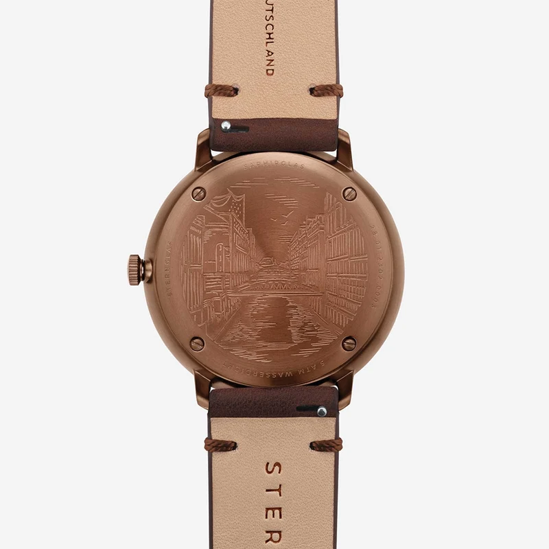 Hamburg Quartz Bronze 42mm - Blue on Leather Strap