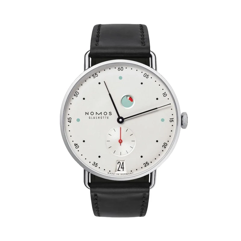 Metro 37mm - White Silver-Plated on Leather Strap