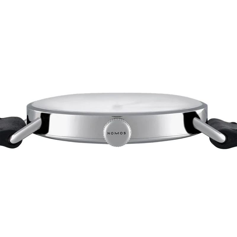 Metro 37mm - White Silver-Plated on Leather Strap