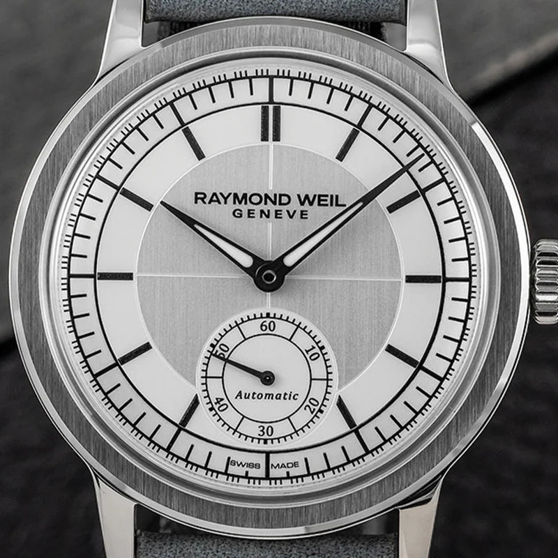 Millesime Men's Automatic Small Seconds Sector Dial 39.5mm - Silver on Leather Strap