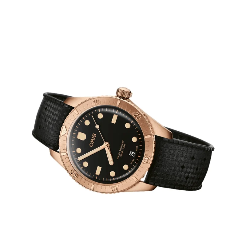 Divers Sixty-Five 'Cotton Candy' Sepia Bronze 38mm - Black on Rubber Strap