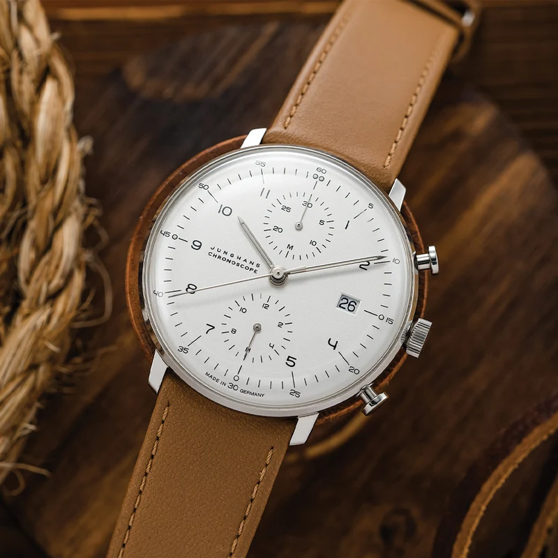 Max Bill Chronoscope 40mm - Silver on Leather Strap