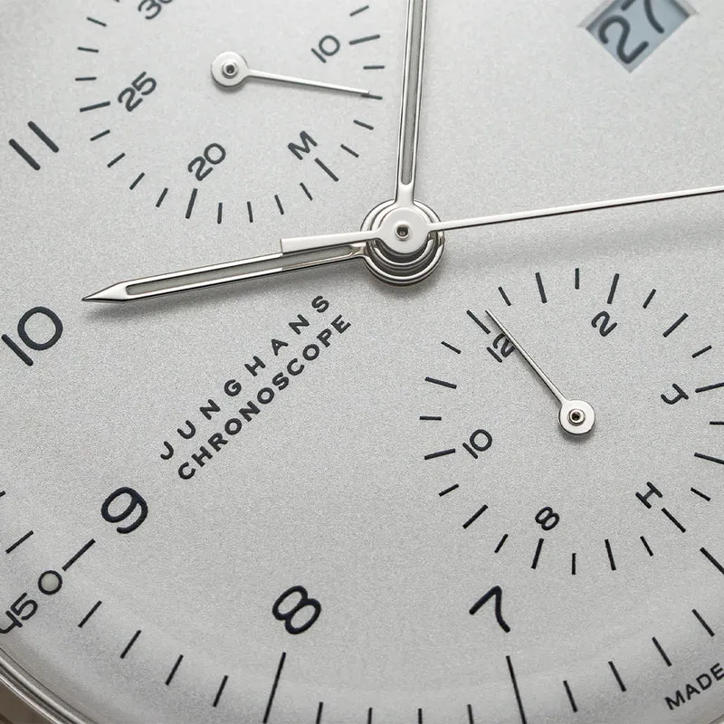 Max Bill Chronoscope 40mm - Silver on Leather Strap