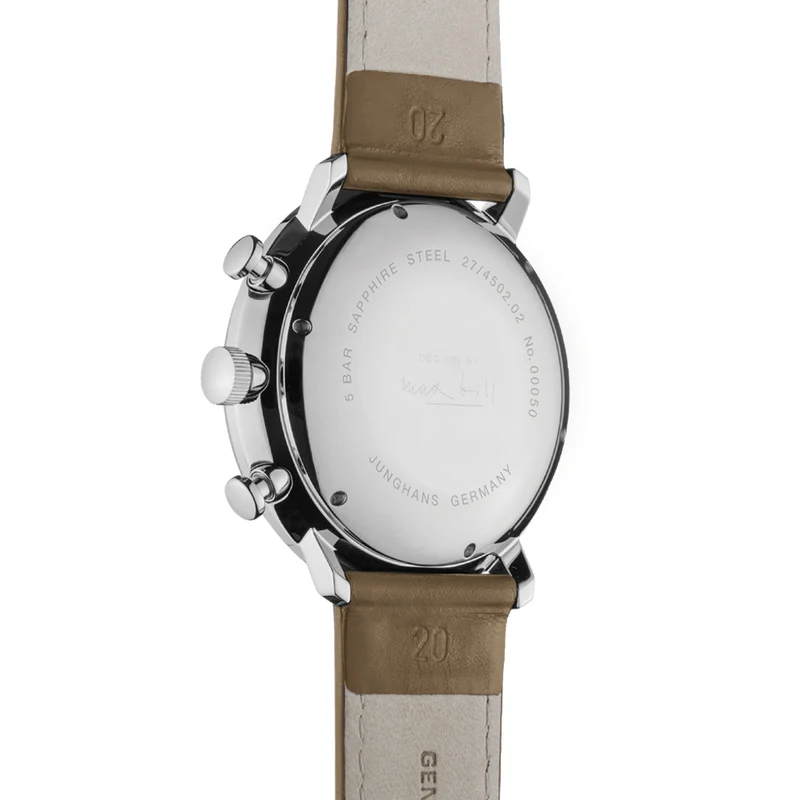 Max Bill Chronoscope 40mm - Silver on Leather Strap