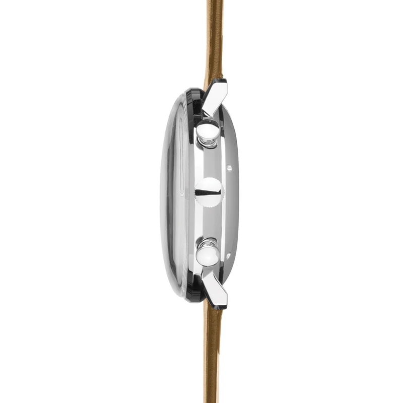 Max Bill Chronoscope 40mm - Silver on Leather Strap