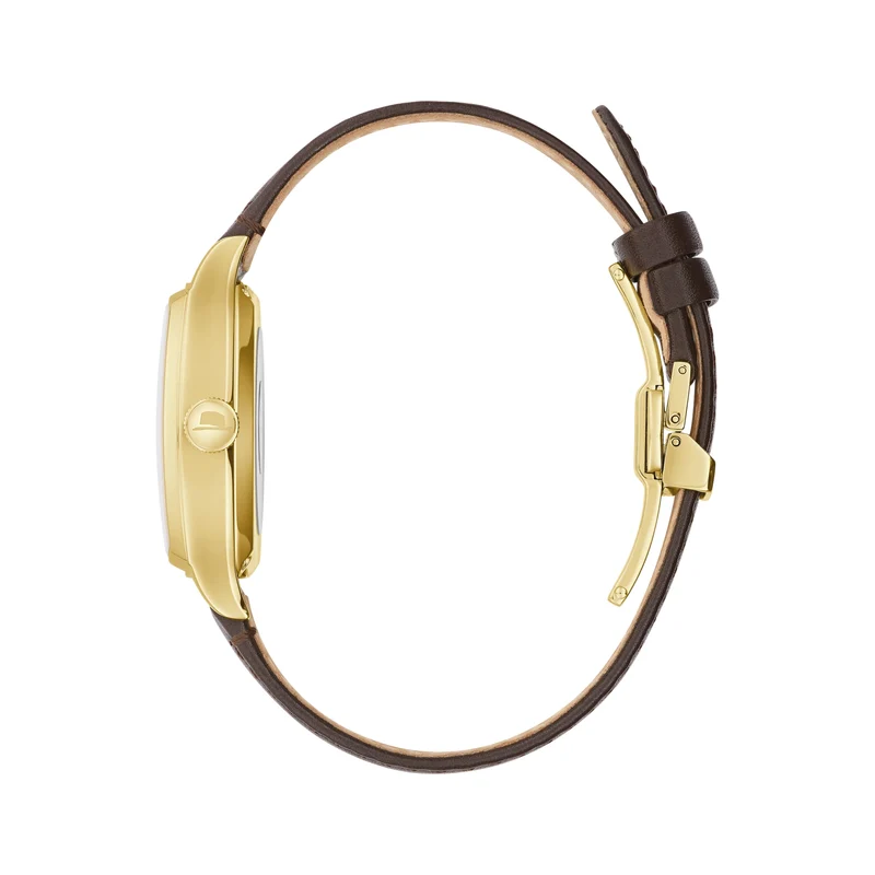 Young at Heart Gold-Tone 33.5mm - Brown on Leather Strap