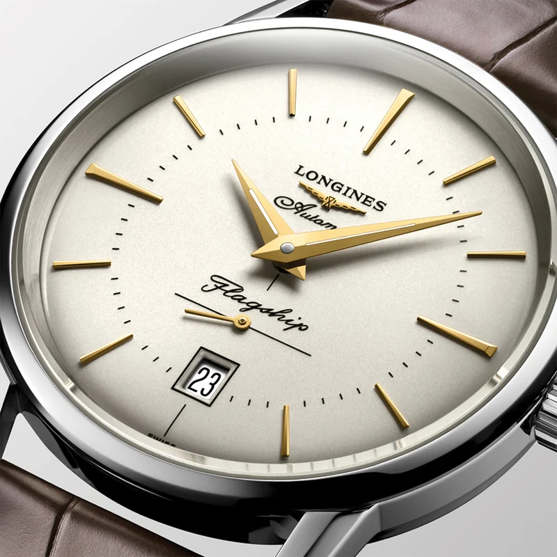 Flagship Heritage 38.5mm - Ivory on Leather Strap