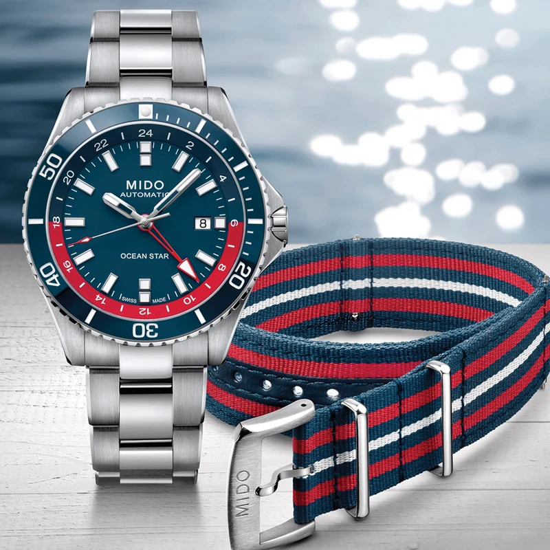 Ocean Star GMT Special Edition 44mm - Blue on Bracelet w/ Additional Fabric Strap