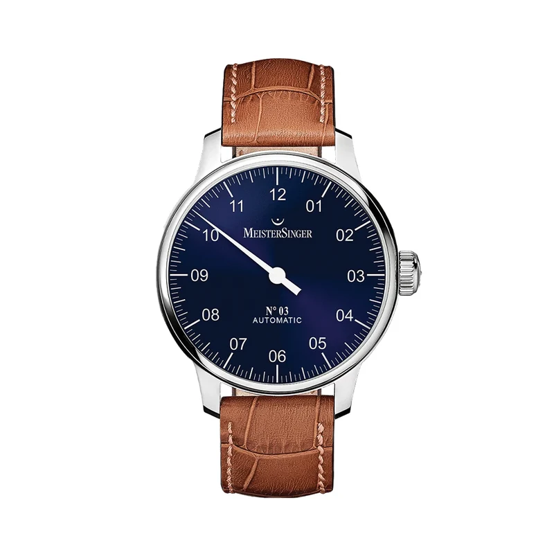 №03 43mm - Blue on Leather Strap