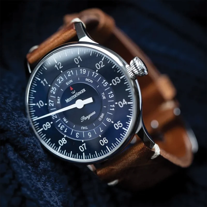 Pangaea Day Date 40mm - Blue on Leather Strap
