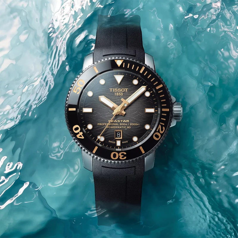 Seastar 2000 Professional Powermatic 80 46mm - Black on Rubber Strap