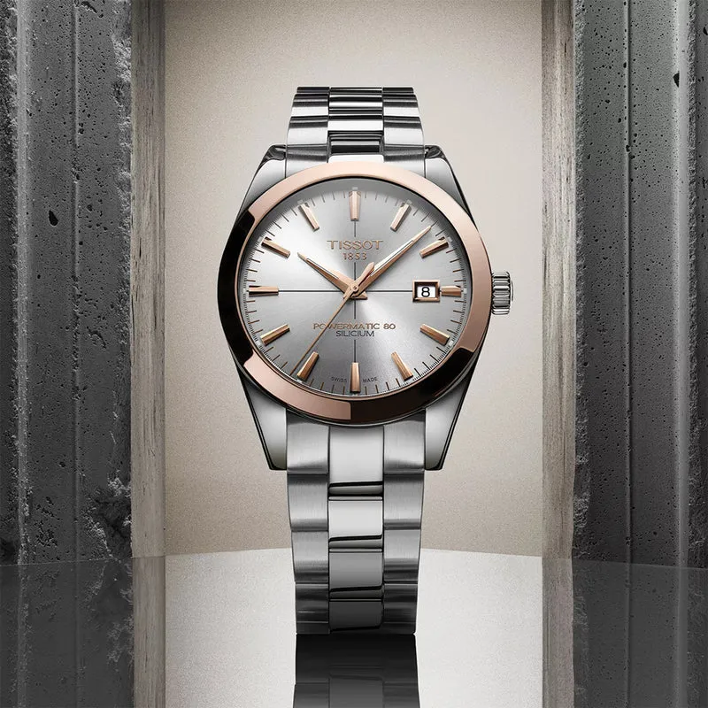 Gentleman Powermatic 80 Silicium Solid 18K Gold bezel 40mm - Silver on Bracelet