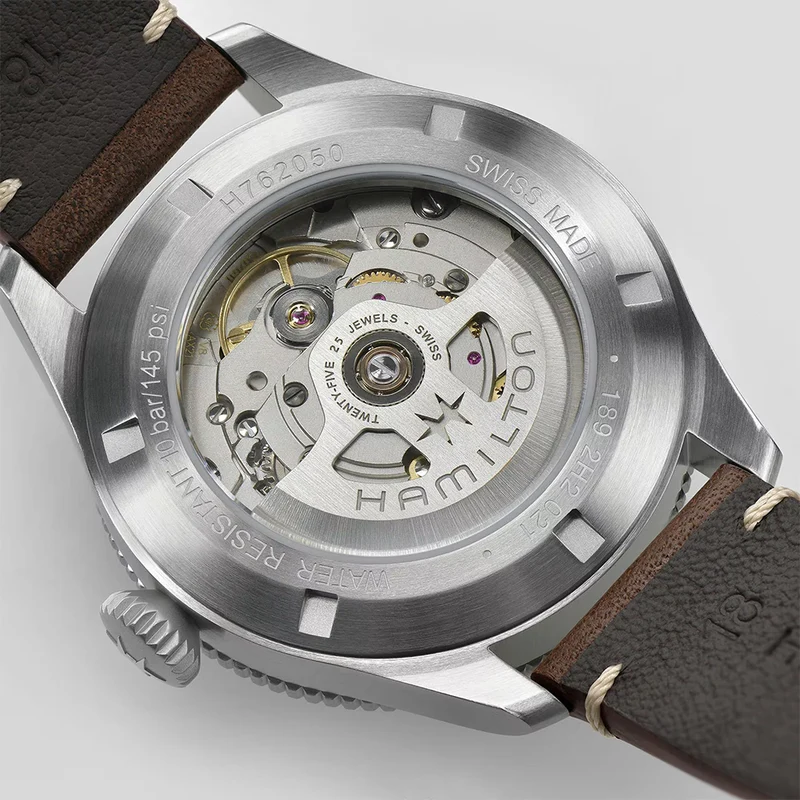 Khaki Aviation Pilot Pioneer 38mm - Black on Leather Strap