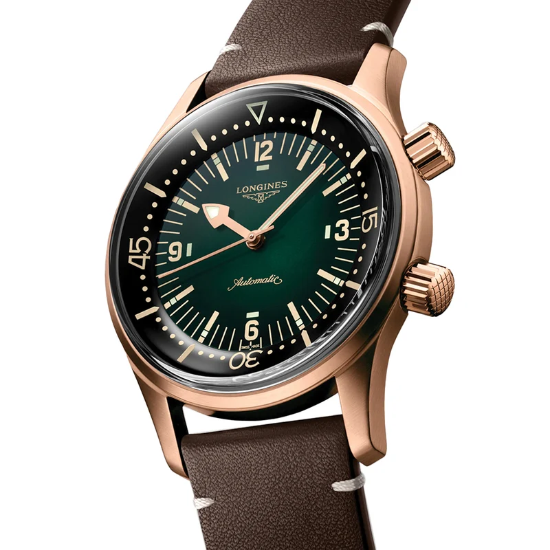 Legend Diver Bronze 42mm - Green on Leather Strap w/ Extra Fabric Strap