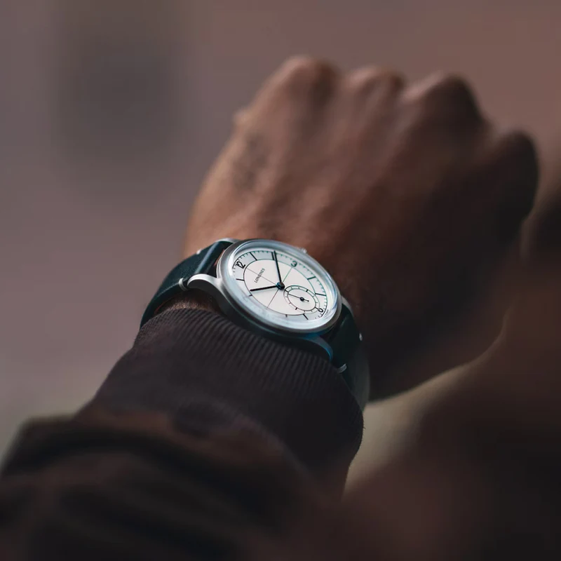Heritage Classic Sector Dial 38.5mm - Silver on Leather Strap