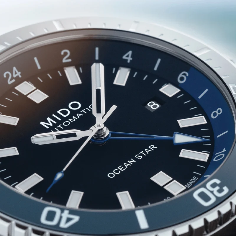 Ocean Star GMT 44mm - Black w/ Blue Bezel on Fabric Strap