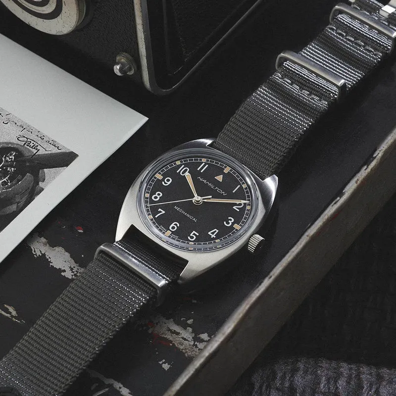 Khaki Aviation Pilot Pioneer Mechanical 33mm - Black on One-Piece Textile Strap