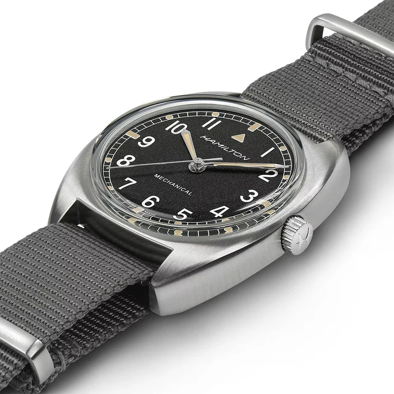 Khaki Aviation Pilot Pioneer Mechanical 33mm - Black on One-Piece Textile Strap