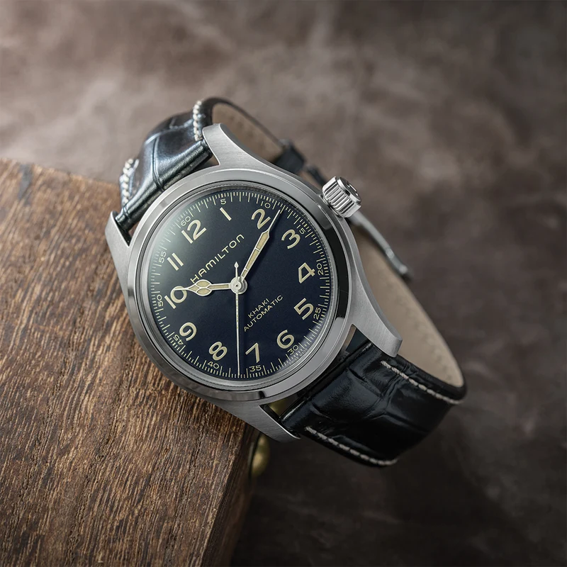 Khaki Field Murph 42mm - Black on Leather Strap with Standard Packaging