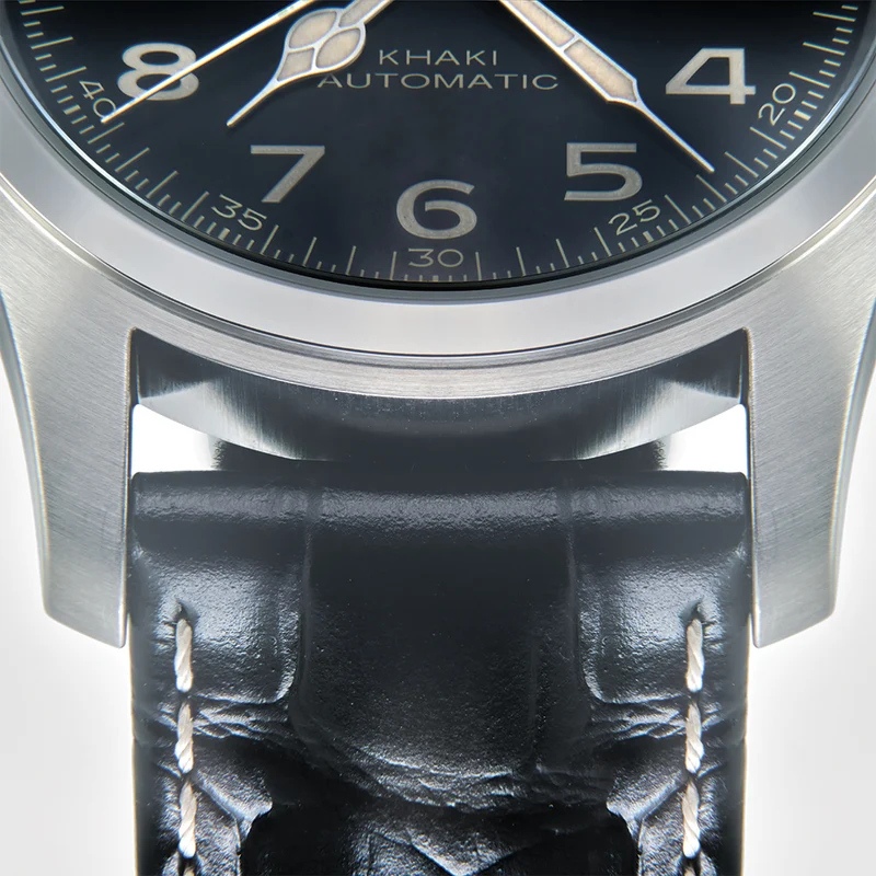 Khaki Field Murph 42mm - Black on Leather Strap with Standard Packaging