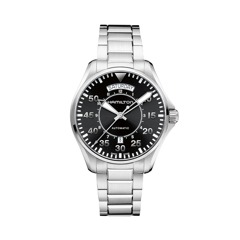 Khaki Aviation Pilot Day Date Auto 42mm - Black on Bracelet