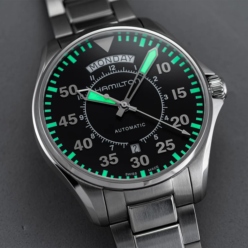 Khaki Aviation Pilot Day Date Auto 42mm - Black on Bracelet