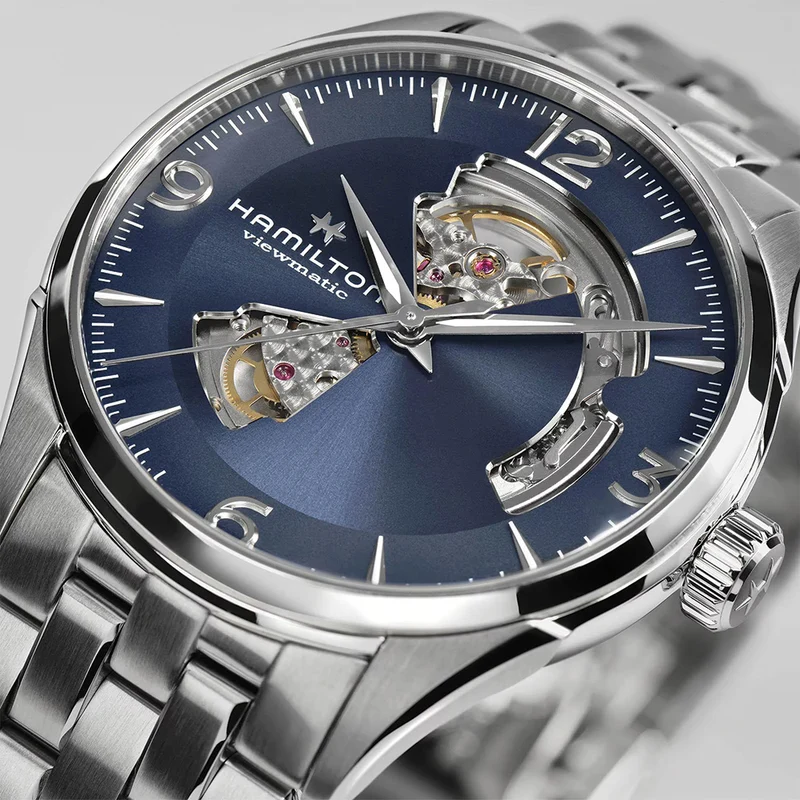 Jazzmaster Open Heart Auto 42mm - Blue on Bracelet